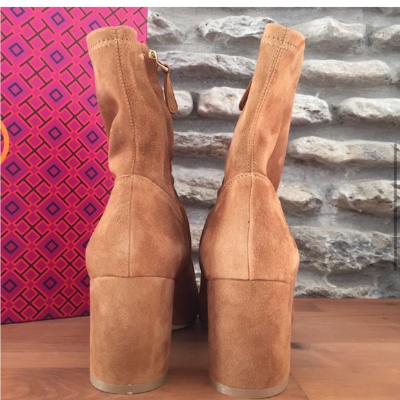 Tory Burch Penelope Size 7 Brown Stretch Suede Ankle Boot Bootie NEW - Picture 8 of 14